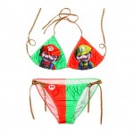 Green Red Mario Luigi Cartoon Two Piece Sexy BIkini Swimwear