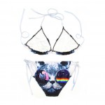 White Rainbow Sunglasses Cat Two Piece Sexy Bikini Swimwear