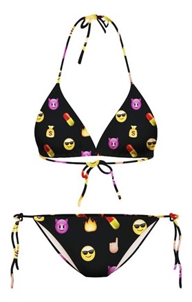 Black Emoji Cartoon Two Piece Sexy Bikini Swimwear