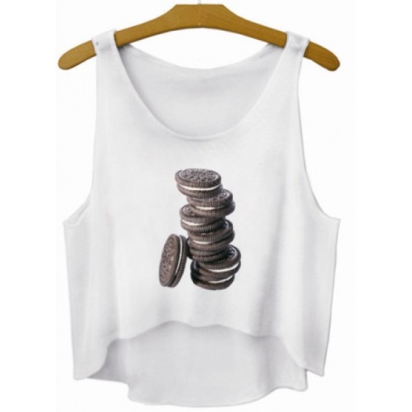 White Chocolate Biscuits Oreo Stack Cropped Sleeveless T Shirt Cami Tank Top 