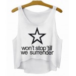 White Star Wont Stop Till We Surrender Cropped Sleeveless T Shirt Cami Tank Top 