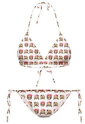 White Whatsapp Monkeys Emoji Cartoon Two Piece Sexy BIkini Swimwear