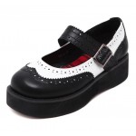 Black White Mary Jane Round Head Lolita Platforms Creepers Shoes