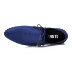Blue Double Lace Up Mens Oxfords Loafers Dress Shoes Flats
