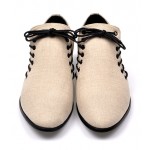 Cream Khaki Beige Double Lace Up Mens Oxfords Loafers Dress Shoes Flats