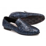 Last Pair - Blue Sequins Glitter Bling Bling Mens Oxfords Loafers Dress Shoes Flats EUR 42