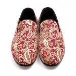 Red Vintage Paisleys Mens Oxfords Loafers Dress Shoes Flats