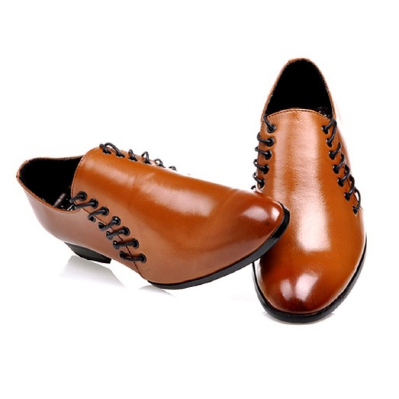 Brown Copper Vintage Leather Lace Up Mens Oxfords Flats Dress Shoes