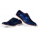 Blue Royal Holographic Laser Mirror Lace Up Mens Oxfords Dress Shoes