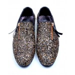 Black Gold Sequins Glitter Bling Bling Mens Oxfords Loafers Dress Shoes Flats