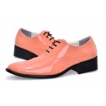 Orange Peach Patent Leather Point Head Lace Up Mens Oxfords Dress Shoes