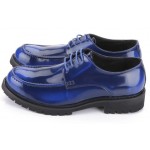 Blue Royal Patent Leather Lace Up Platforms Mens Oxfords Dress Shoes
