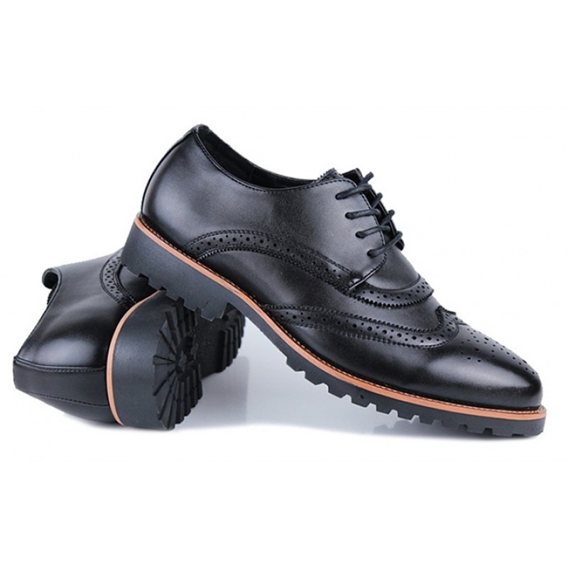 Black Vintage Leather Lace Up Baroque Mens Oxfords Dress Shoes