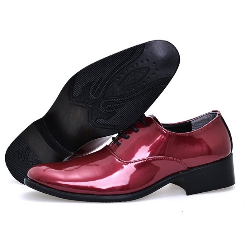 Red Leather Formal Lace-Up Shoes Black Zardosi Wingtip Toe by Brune 