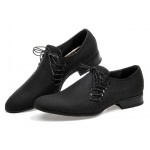 Black Double Lace Up Mens Oxfords Loafers Dress Shoes Flats