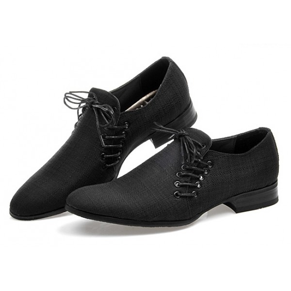 Black Double Lace Up Mens Oxfords Loafers Dress Shoes Flats