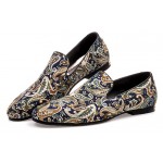 Blue Navy Vintage Paisleys Mens Oxfords Loafers Dress Shoes Flats