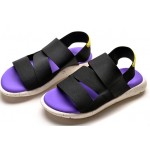 Purple Black Elastic Bends Bandages Thick Sole Mens Gladiator Roman Sandals