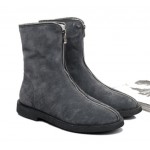 Grey Suede Leather Vintage Zipper Round Head Grunge Mens Boots Bootie Shoes