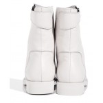 White Diagonal Zipper High Top Round Head Sneakers Mens Boots Shoes