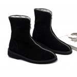 Black Suede Leather Vintage Zipper Round Head Grunge Mens Boots Bootie Shoes