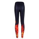 Black Red Flamming Fire Yoga Fitness Leggings Tights Pants