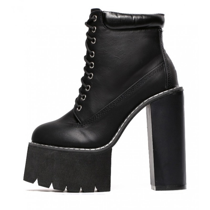 black block heel platform shoes
