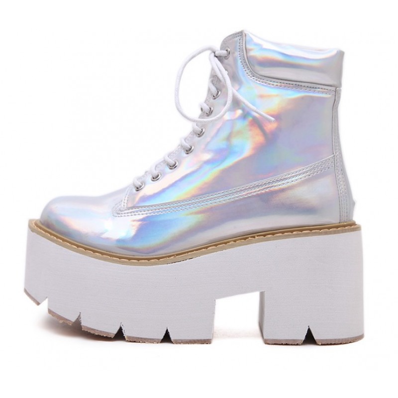 holographic platform shoes