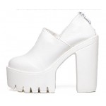 White Punk Rock Gothic Chunky Sole Block High Heels Platforms Pumps Shoes