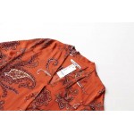 Orange Paisleys Retro Pattern Cotton Long Sleeves Blouse Shirt