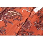 Orange Paisleys Retro Pattern Cotton Long Sleeves Blouse Shirt