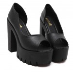 Black Peep Toe Lolita Punk Rock Platforms High Heels Shoes
