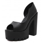 Black Peep Toe Lolita Punk Rock Platforms High Heels Shoes