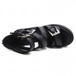 Black Peep Toe Straps Punk Rock Platforms High Heels Sandals Shoes