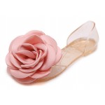 Giant Satin Rose Flower Jelly Ballets Ballerina Sandals Flats Shoes