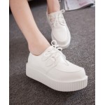 White Vintage Old School Lace Up Platforms Creepers Oxfords Shoes