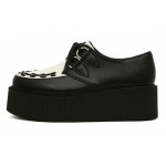Black White Stitches Lace Up Platforms Creepers Oxfords Shoes