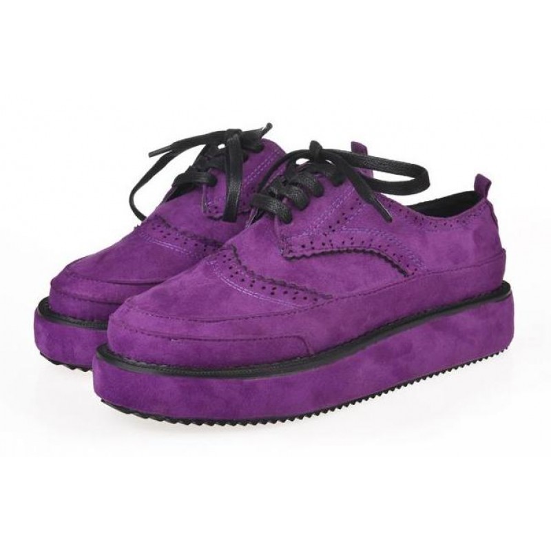 Purple Suede Vintage Lace Up Platforms 