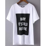 Black White BABY IT'S COLD OUTSIDE Short Sleeves T Shirt Top
