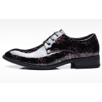 Black Purple Glossy Patent Flowers Lace Up Mens Oxfords Loafers Dress Business Shoes Flats