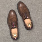 Brown Vintage Wingtip Lace Up Mens Oxfords Loafers Dapperman Dress Business Shoes Flats