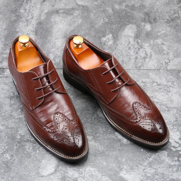 Brown Vintage Wingtip Lace Up Mens Oxfords Loafers Dapperman Business Dress Shoes Flats