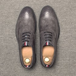 Grey Vintage Wingtip Lace Up Mens Oxfords Loafers Dapperman Dress Business Shoes Flats