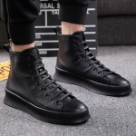 Black Lace Up High Top Mens Ankle Chelsea Boots Sneakers Shoes