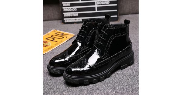 Black Lace Up High Top Mens Ankle Chelsea Boots Sneakers Shoes