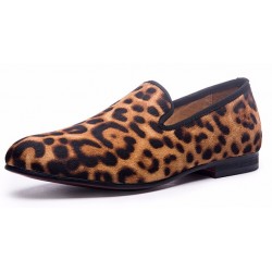 Brown Suede Leopard Mens Loafers Dapperman Prom Dress Shoes