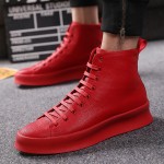 Red Lace Up High Top Mens Ankle Chelsea Boots Sneakers Shoes