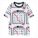 White Cross Words Puzzle Funky Short Sleeves T Shirt Top