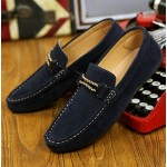 Blue Navy String Suede Mens Casual Loafers Flats Shoes