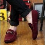 Burgundy String Suede Mens Casual Loafers Flats Shoes